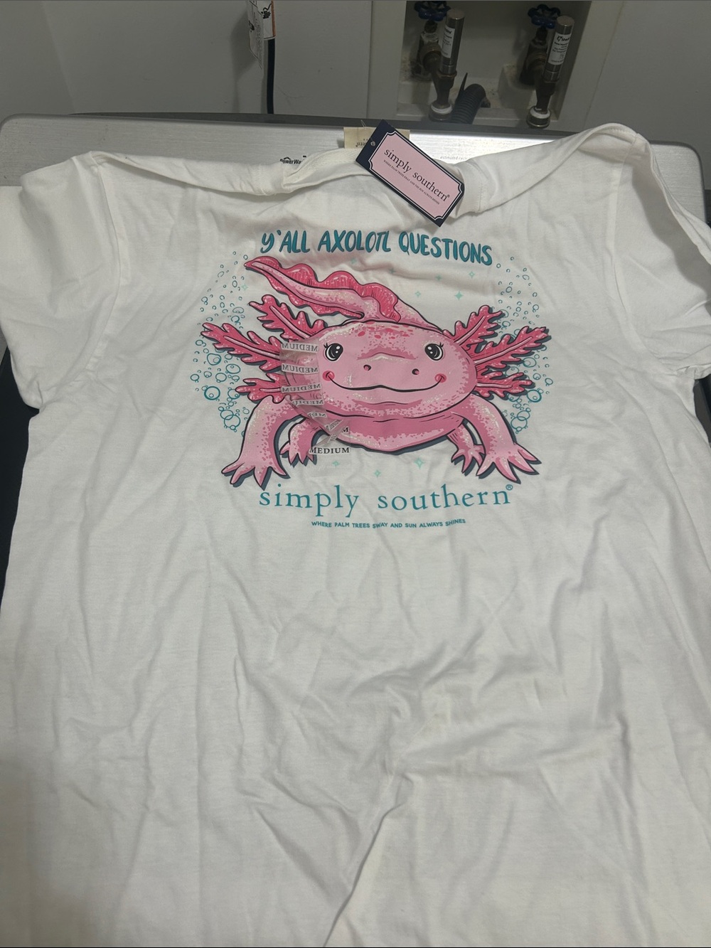 Women’s medium new nwt axolotl questions animal tshirt tee top 100% cotton